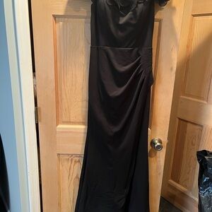 Xscape One Shoulder Black Dress